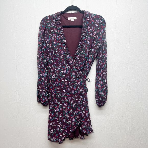 Francesca's Dress Womens Small True Wrap Floral Puff Sleeve Fairy Cottagecore - Picture 3 of 15